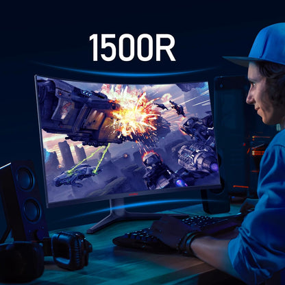 KOORUI 32E6QC 32 inch Curved Gaming Monitor - QHD (2560 x 1440) 2K Display, 170Hz 144Hz Monitor, 1500R Curvature, 1ms, HDR10, Adaptive Sync, Tilt Adjustable