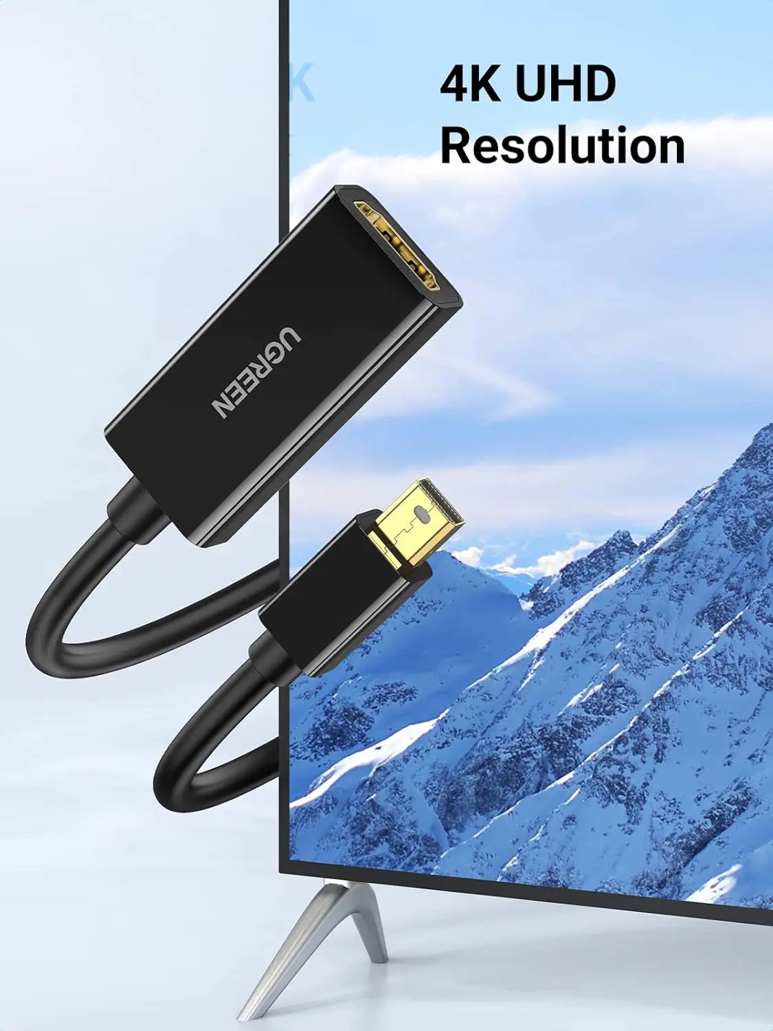 UGREEN Mini DisplayPort To HDMI Converter 4K Black | Supports 3840×2160 @30Hz | Audio Video Sync | Gold-Plated | For MacBook Surface ThinkPad Zenbook Intel NUC