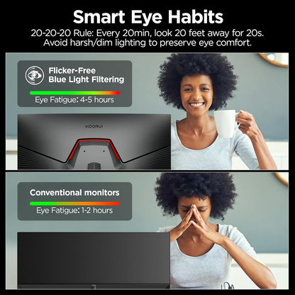 KOORUI G2411P Gaming Monitor, 24" Fast IPS Computer Monitor, 200Hz FHD HDR400 Display, 1ms PC Screen, 90% DCI-P3 Color Gamut, Adaptive Sync, Ultra Slim Frame