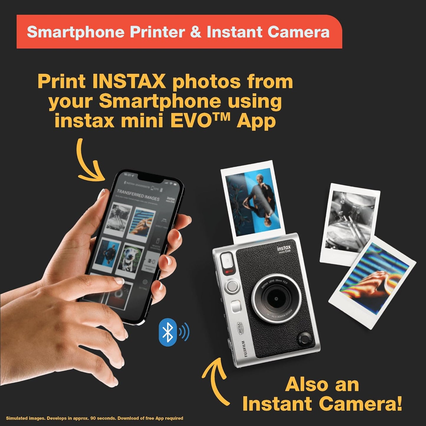 Fujifilm Instax Mini EVO Instant Camera - Black | Brown
