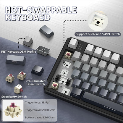 ATTACK SHARK X87 Wireless Tri-Mode Mechanical Gaming Keyboard - Black