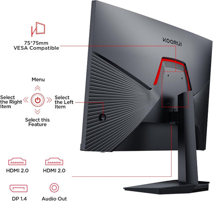 KOORUI G2411P Gaming Monitor, 24" Fast IPS Computer Monitor, 200Hz FHD HDR400 Display, 1ms PC Screen, 90% DCI-P3 Color Gamut, Adaptive Sync, Ultra Slim Frame