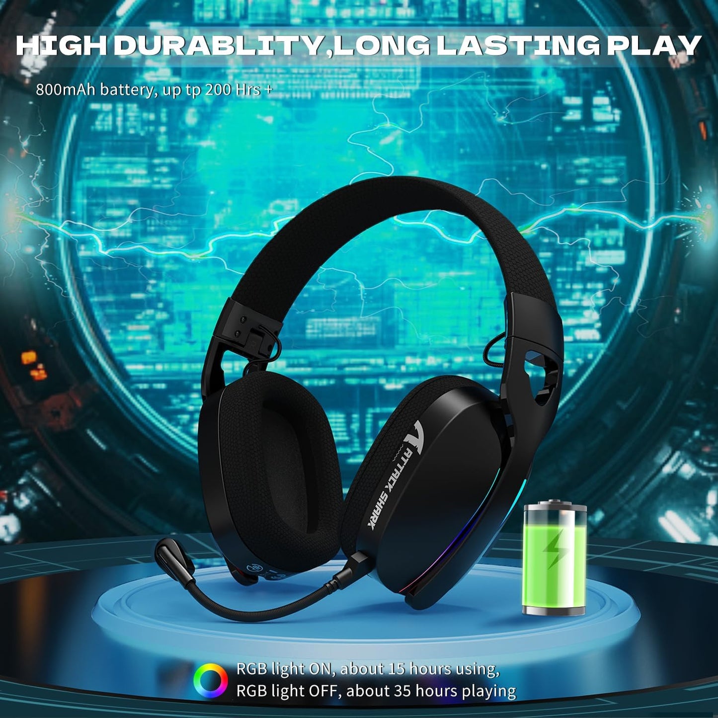 ATTACK SHARK L90 Over-Ear Wireless Gaming Headphone with Mic - Black | White