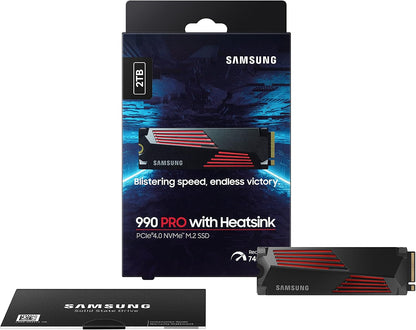 SAMSUNG 990 PRO w/ Heatsink SSD 2TB, PCIe Gen4 M.2 2280 Internal Solid State Hard Drive, Seq. Read Speeds Up To 7,450MB/s for High End Computing, Compatible w/ PS5