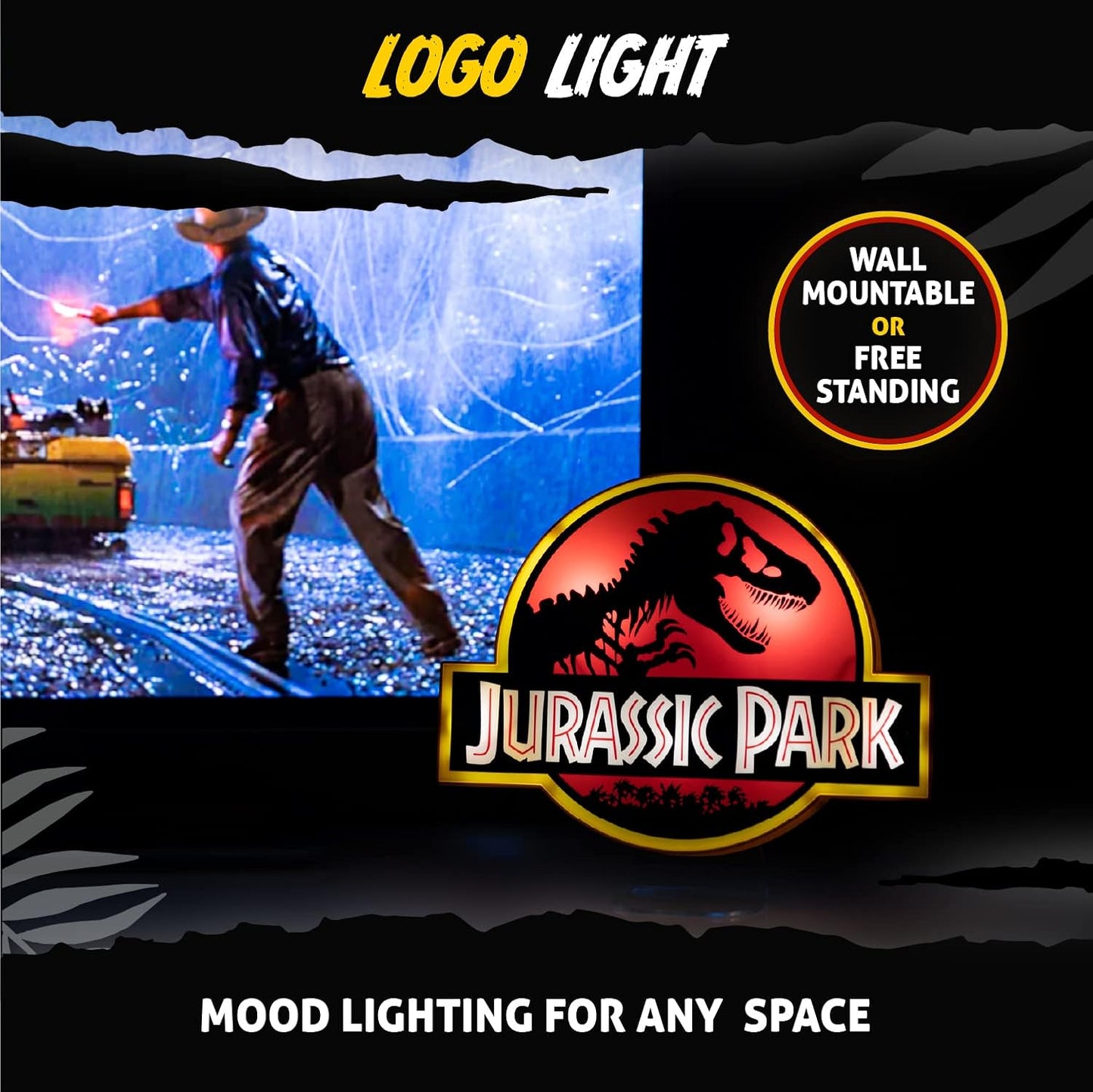 Paladone Jurassic Park Logo Light - USB and Battery Operated