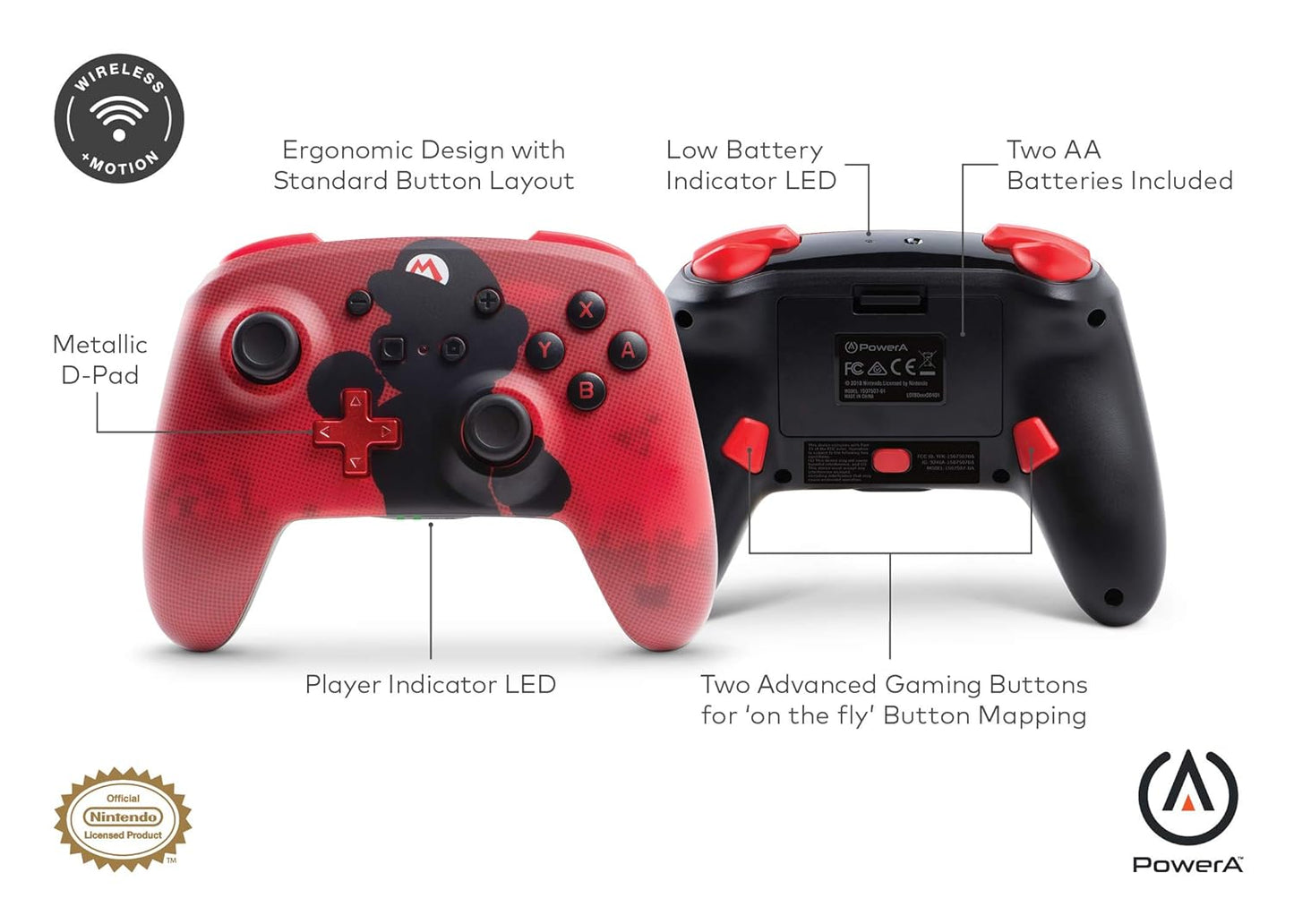 PowerA Enhanced Wireless Controller for Nintendo Switch - Mario Silhouette