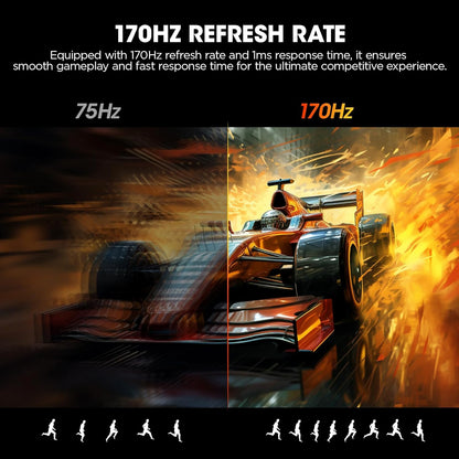 KOORUI 32E6QC 32 inch Curved Gaming Monitor - QHD (2560 x 1440) 2K Display, 170Hz 144Hz Monitor, 1500R Curvature, 1ms, HDR10, Adaptive Sync, Tilt Adjustable