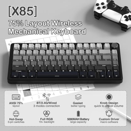 ATTACK SHARK X85 Wireless Mechanical Gaming Keyboard RGB - Moon Night