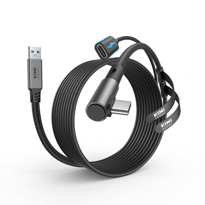 KIWI design Link Cable with Charging 16FT Compatible with Meta Quest 3s/3/2/ Pro/Pico 4 Accessories and PC/SteamVR, USB 3.0 to USB C Link Cable with 5Gbps Super Speed for Extended Gameplay - White | Black