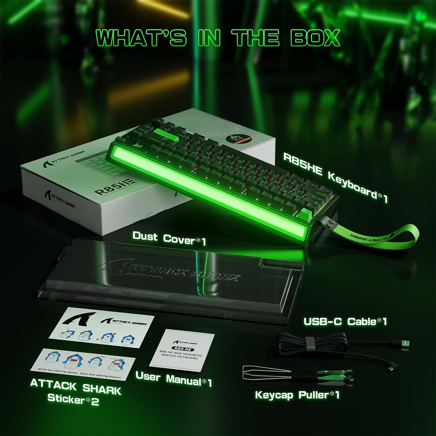 ATTACK SHARK R85 HE Wired 75% Rapid Trigger Mechanical Magnetic Switch - Green