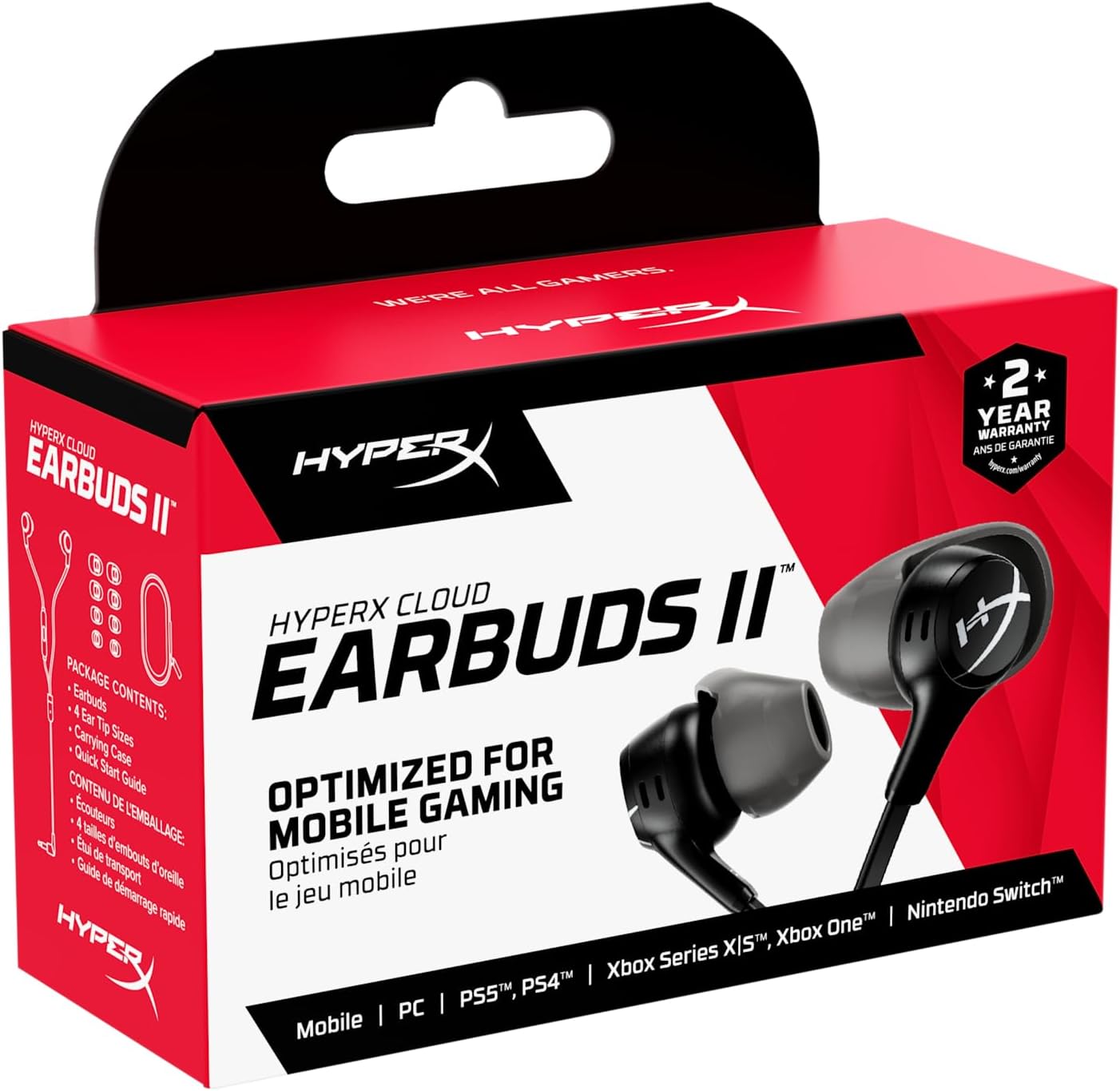 HyperX Cloud Earbuds II - PC | Mobile | Nintendo Switch | PS4 | PS5 | Xbox Series - BLACK