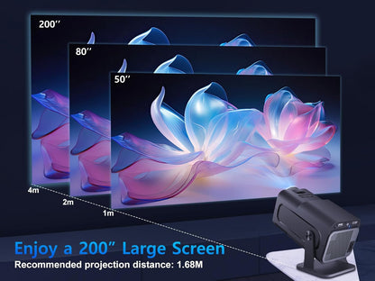 HY320 Portable Auto Keystone Projector, Natvie 1080P Smart Projector FHD 4K Supported 10000 Lumens with WiFi 6, BT 5.0, 180 Degree Rotation, Built-in Android 11.0- Black