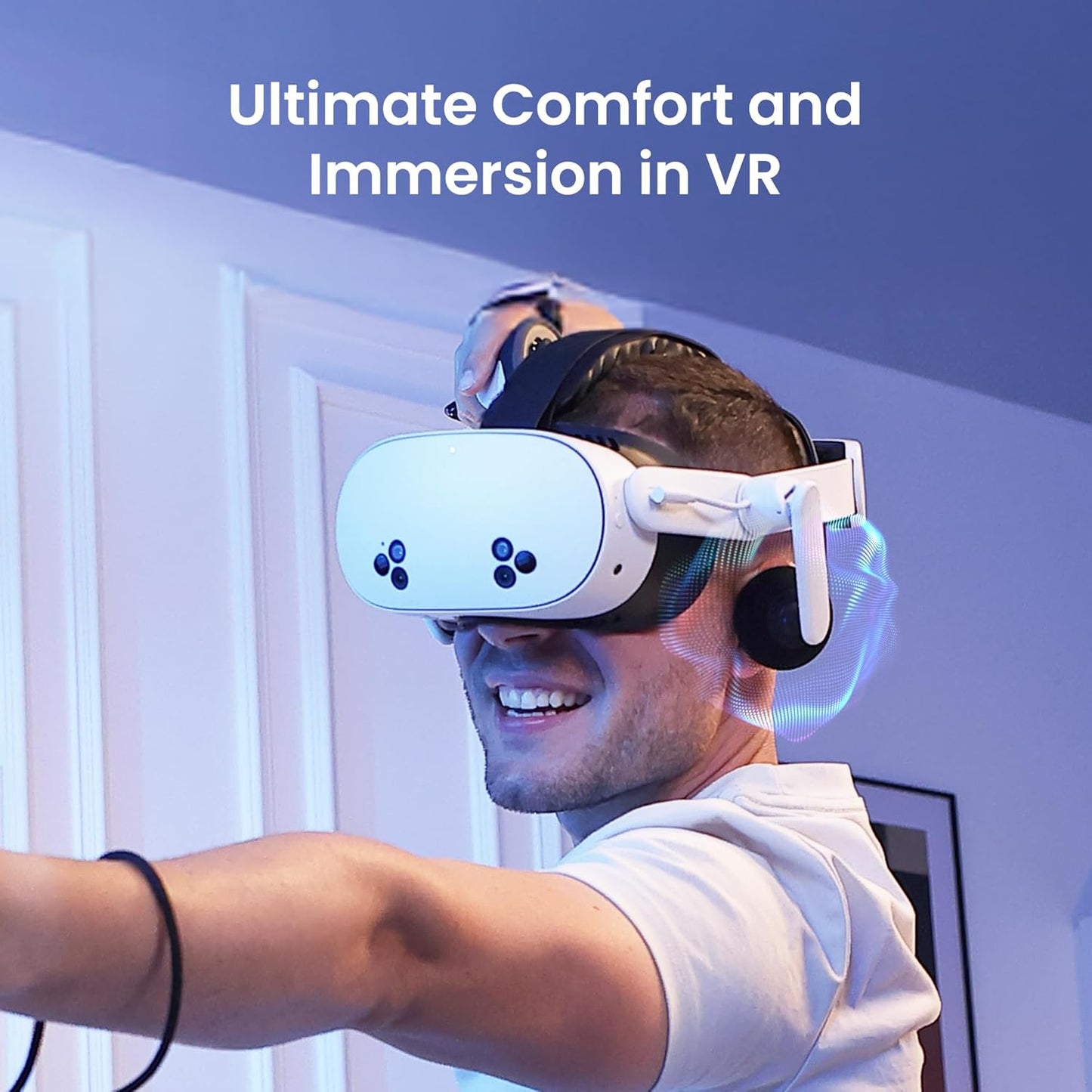 KIWI design K4 Duo 3 in 1 AIO Comfort Audio Head Strap with Battery for Meta Quest 3/3S Play with Enhanced Sound Effects