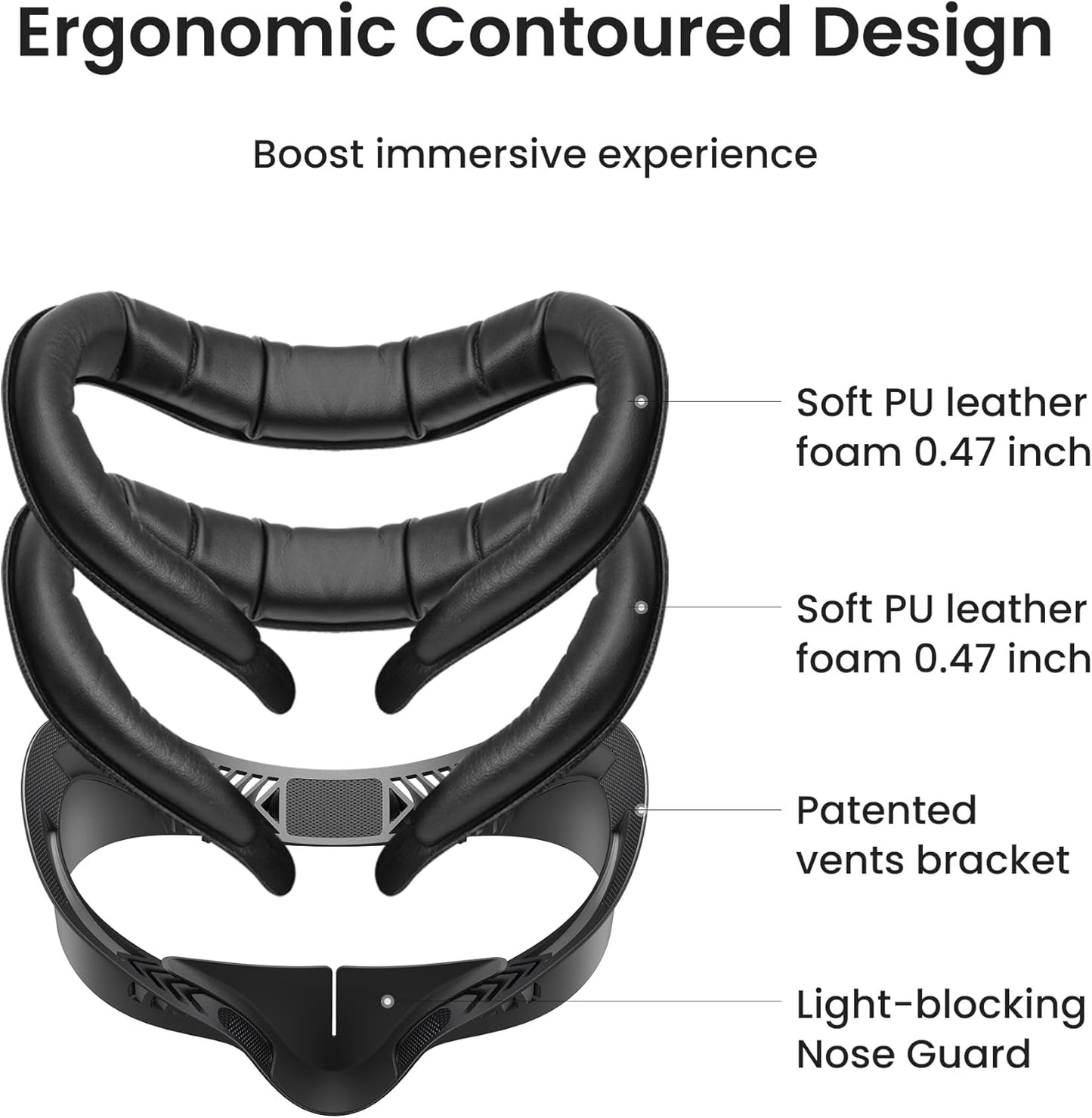 KIWI design V4 Facial Interface, 2 Face Pads Compatible with Oculus/Meta Quest 3S, Accessories for Quest 3S, NOT Compatible with Meta Quest 3