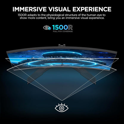 KOORUI 27E6CA Curved 27 Inch Gaming Monitor, Full HD 1080p R1500 180Hz VA Computer Monitor, 99% sRGB, Built-in Adaptive Sync