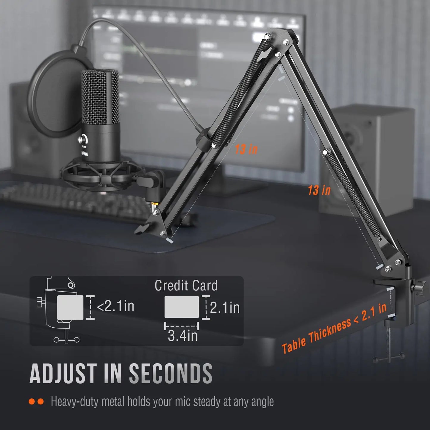 FIFINE T669 USB Microphone Bundle with Boom Arm & Shock Mount – Plug & Play Condenser Mic Kit for Streaming, Recording, Podcasting, Voice-Over & Gaming - Black