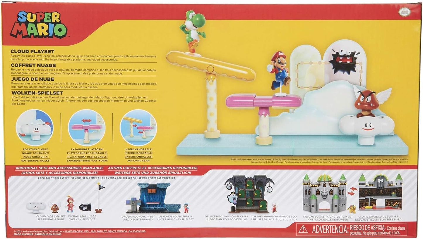 Super Mario Cloud World Diorama Set with 2.5" Running Mario Action Figure