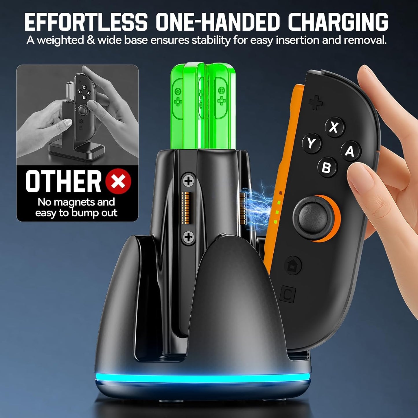 Nintendo Switch 2 Charging Dock, Switch 2 Charger for Nintendo Joycon 2 Accessories, 2.5h Fast Charging Station with RGB Lights