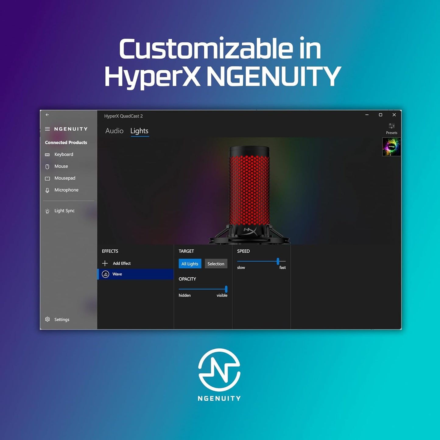 HyperX QuadCast 2 USB Gaming Microphone with Hi-Res Studio-Quality Recording, Tap-to-Mute Sensor, On-Board Controls - PC | PS4 | PS5