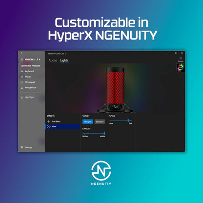 HyperX QuadCast 2 USB Gaming Microphone with Hi-Res Studio-Quality Recording, Tap-to-Mute Sensor, On-Board Controls - PC | PS4 | PS5