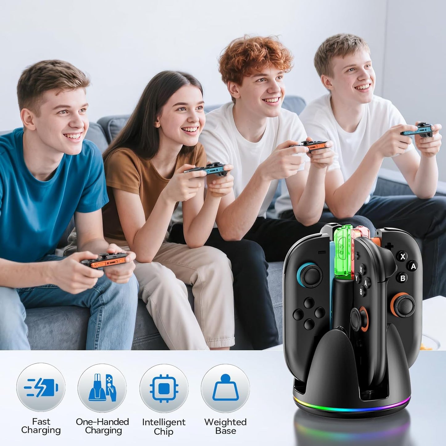 Nintendo Switch 2 Charging Dock, Switch 2 Charger for Nintendo Joycon 2 Accessories, 2.5h Fast Charging Station with RGB Lights