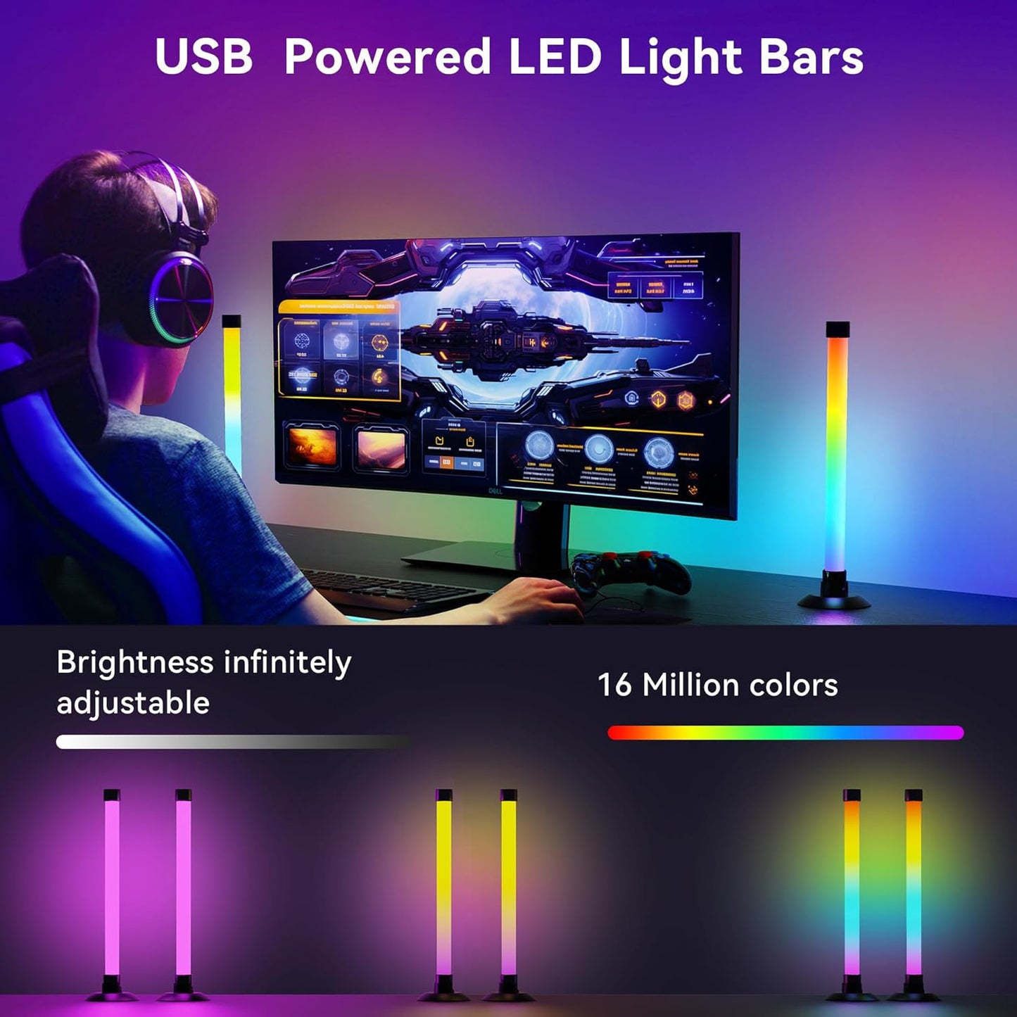 Ledagic Led Light Bar with Music Sync, Color Changing TV Backlight App & Remote Control, IC+RGB & W Smart RGB Light Bar, USB Powered Led Lights, Dynamic PC Room Monitor Backlight Gaming Accessories