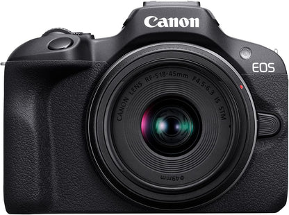 Canon EOS R100 Mirrorless Camera RF-S18-45mm F4.5-6.3 is STM Lens Kit, 24.1 Megapixel CMOS (APS-C) Sensor, 4K Video