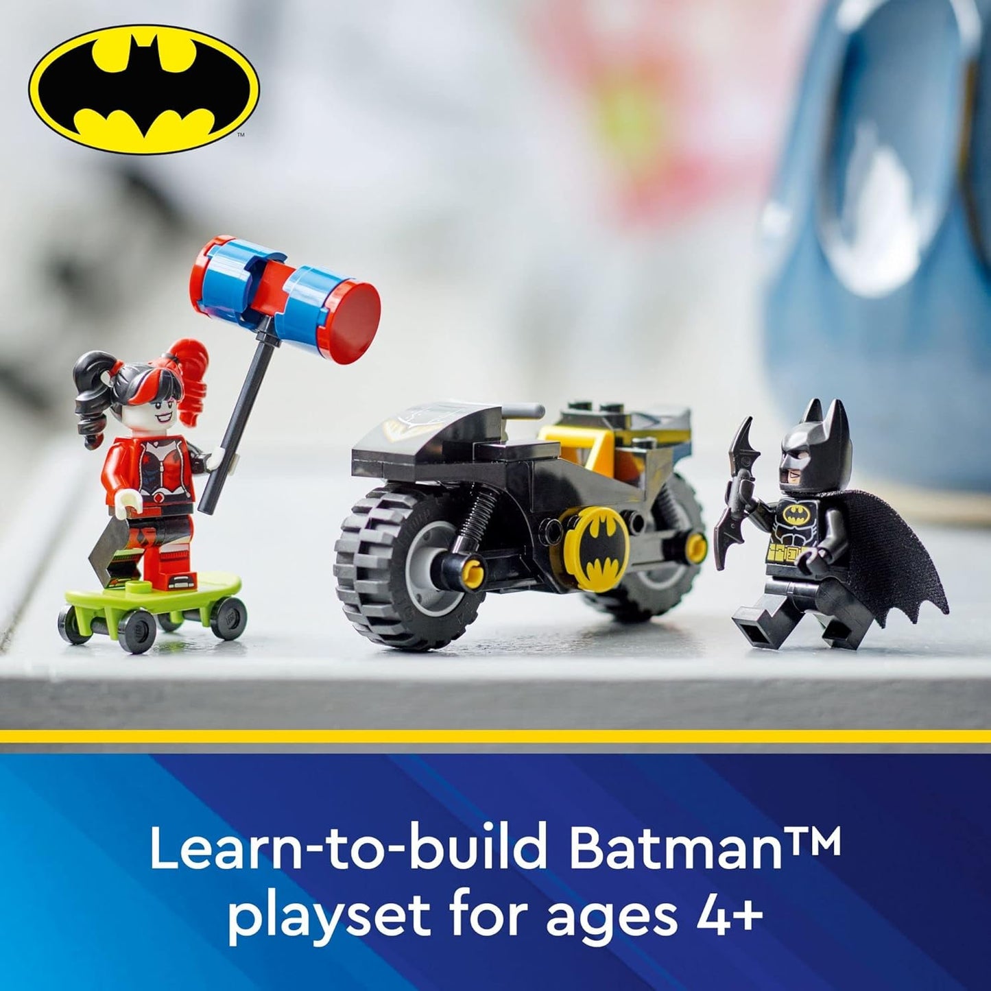 LEGO DC Batman Versus Harley Quinn 76220, Superhero Action Figure Set with Skateboard and Motorcycle
