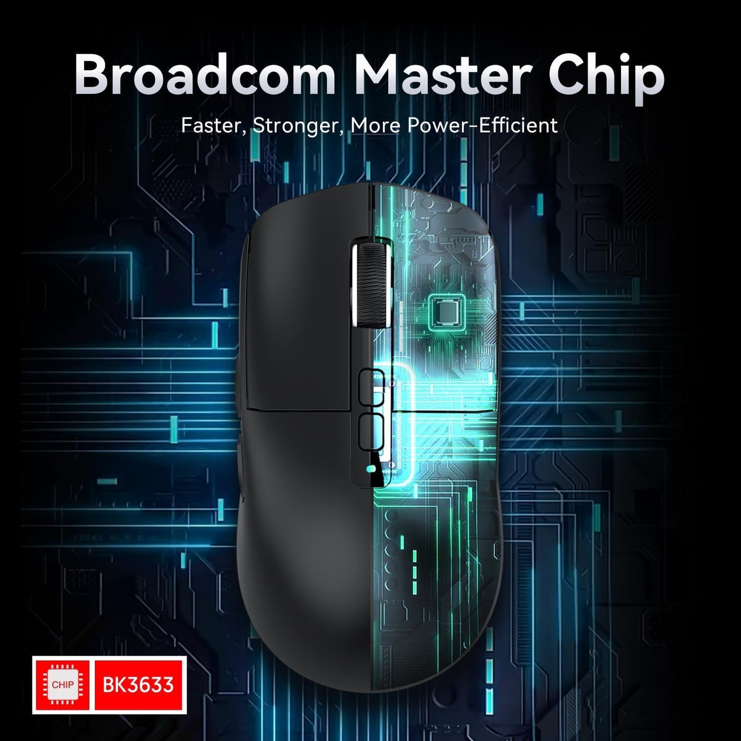 ATTACK SHARK X6 Lightweight Wireless Gaming Mouse with RGB Backlight Charging Base,Tri-Mode - Black