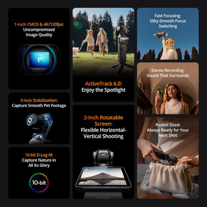 DJI Osmo Pocket 3, Vlogging Cameras with 1'' CMOS & 4K/120fps Vlog Camera - Standalone Version