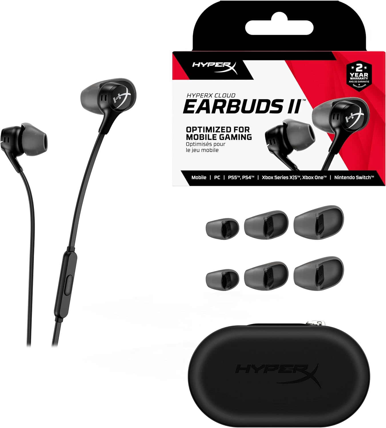 HyperX Cloud Earbuds II - PC | Mobile | Nintendo Switch | PS4 | PS5 | Xbox Series - BLACK