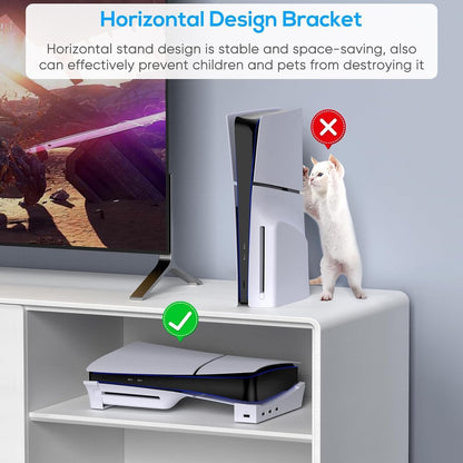 حامل أفقي لجهاز بلاي ستيشن 5 سليم من إيبيجا مزود بأربعة منافذ USB