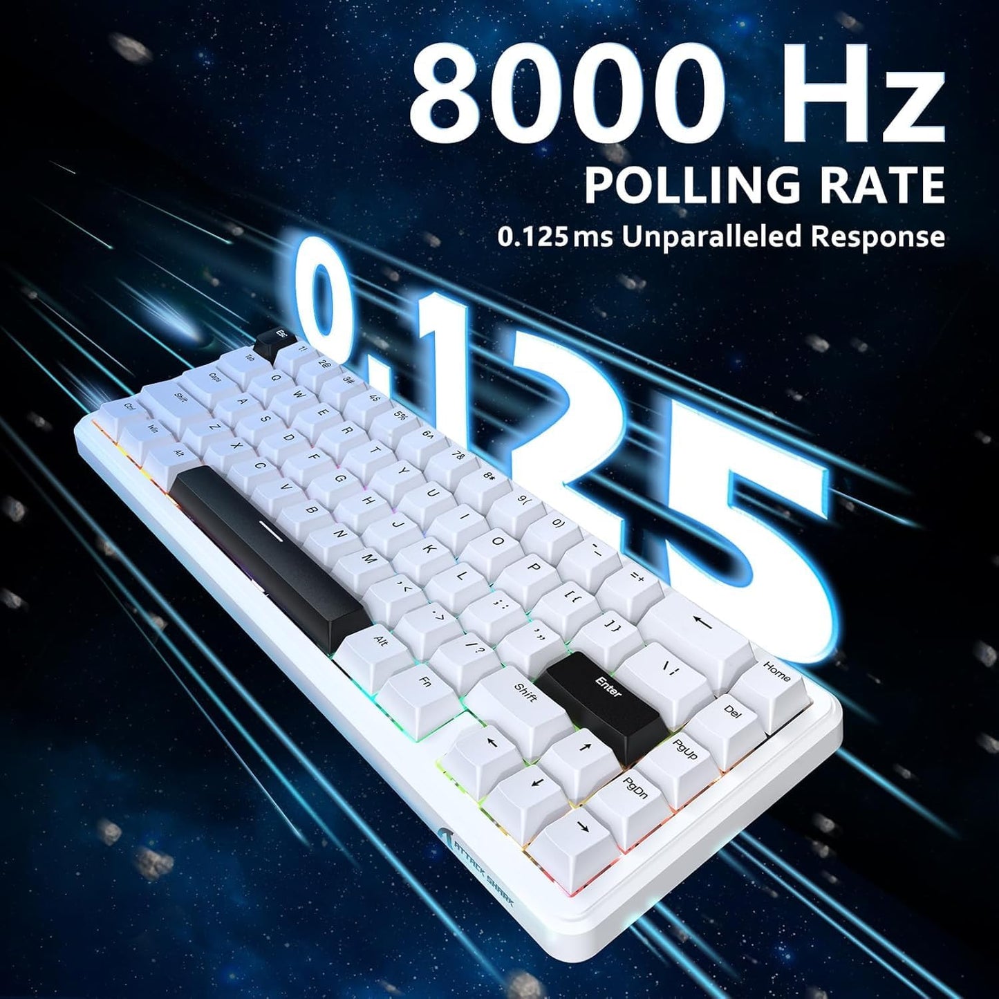 ATTACK SHARK X65 HE Wired RT 65% RGB Mechanical Gaming Keyboard - White