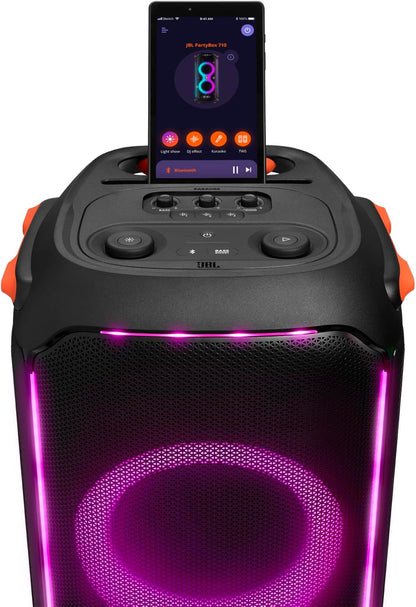 JBL PartyBox 710 -Party Speaker with Powerful Sound, Built-in Lights and Extra Deep Bass, IPX4 Splash Proof,