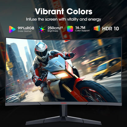 KOORUI 27E6CA Curved 27 Inch Gaming Monitor, Full HD 1080p R1500 180Hz VA Computer Monitor, 99% sRGB, Built-in Adaptive Sync