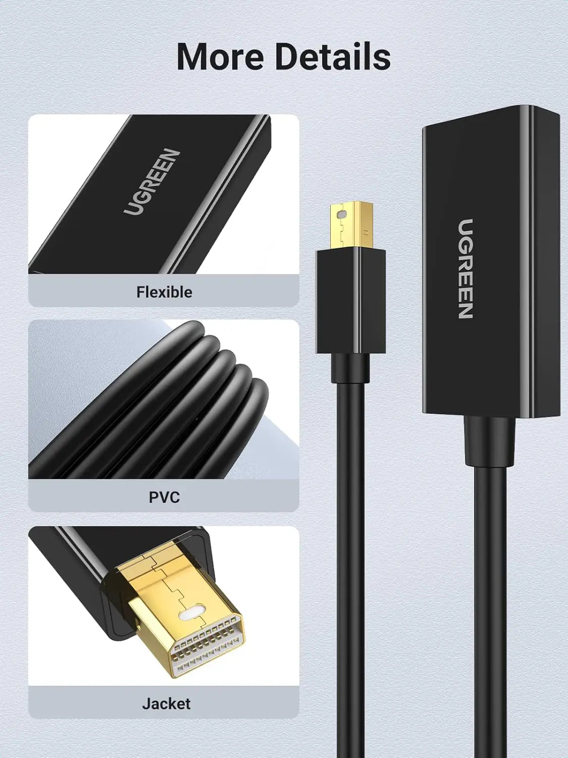 UGREEN Mini DisplayPort To HDMI Converter 4K Black | Supports 3840×2160 @30Hz | Audio Video Sync | Gold-Plated | For MacBook Surface ThinkPad Zenbook Intel NUC