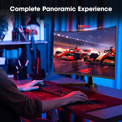 KOORUI 27E6QCA 27 inch Curved Gaming Monitor, QHD (2560 x 1440) R1500 180Hz, AdaptiveSync with 1ms Computer Monitor, VESA Compatible, HDR10