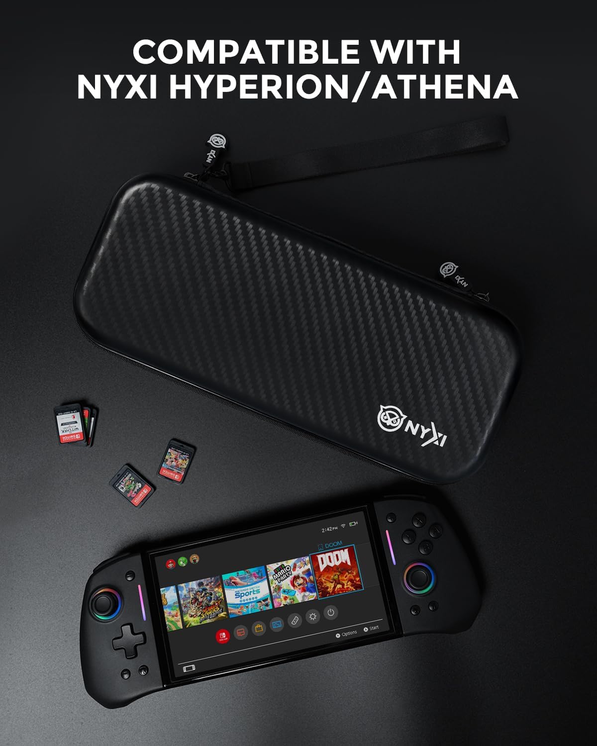 NYXI Hyperion Pro Wireless Controller for Switch/Switch 2/OLED, with Hall Effect, Programmable, 6-Axis Gyro, Turbo & Vibration & Carbon One Carry Case Bundle