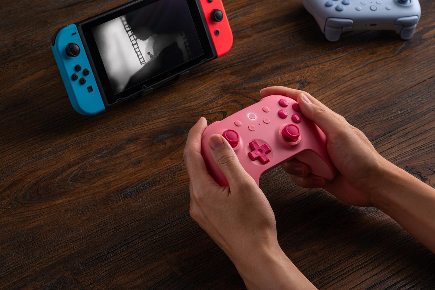 8BitDo Ultimate 2C Bluetooth Controller for Switch/Switch 2, Wireless Controller with 6-Axis Motion Control, Rumble Vibration, Refined D-Pad and Bumpers, and Hall Effect Joysticks - Pink | Blue