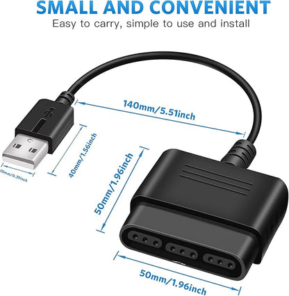 PS2 to USB Adapter for PlayStation 2 Controllers, Converter Cable for PC & PS3, Plug & Play