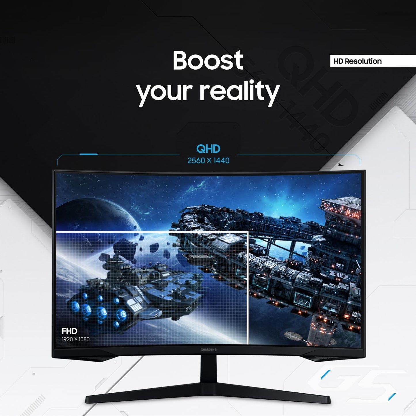 SAMSUNG 32” Odyssey G55C Series QHD 1000R Curved Gaming Monitor, 1ms(MPRT) AMD Radeon FreeSync LS32CG550ENXZA