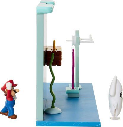 مجموعة لعب سوبر ماريو تحت الماء مع قطعة بيئية تفاعلية، وشخصية ماريو المفصلة مقاس 2.5 بوصة وشخصية الحبار - اجمع وأنشئ عالم ماريو الخاص بك!