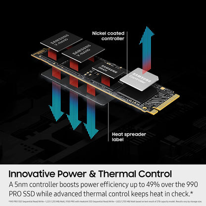 SAMSUNG SSD 9100 PRO with Heatsink 4TB, PCIe 5.0x4 M.2 2280, Seq. Read Speeds Up to 14,800/13,400 MB/s, Best for AI Computing, Gaming, and Heavy Duty Workstations (MZ-VAP4T0CW)