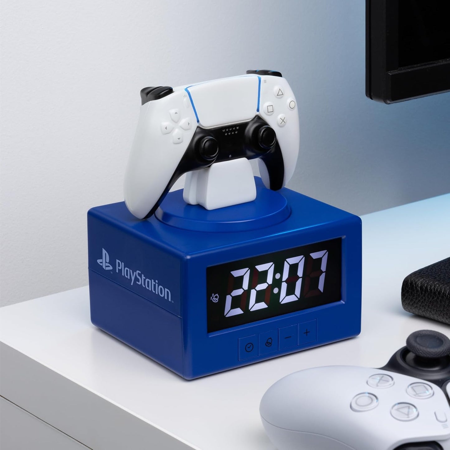 Paladone PlayStation DualSense Controller Digital Alarm Clock with Night Light Function - Officially Licensed Gaming & Bedroom Décor for Kids & Teens