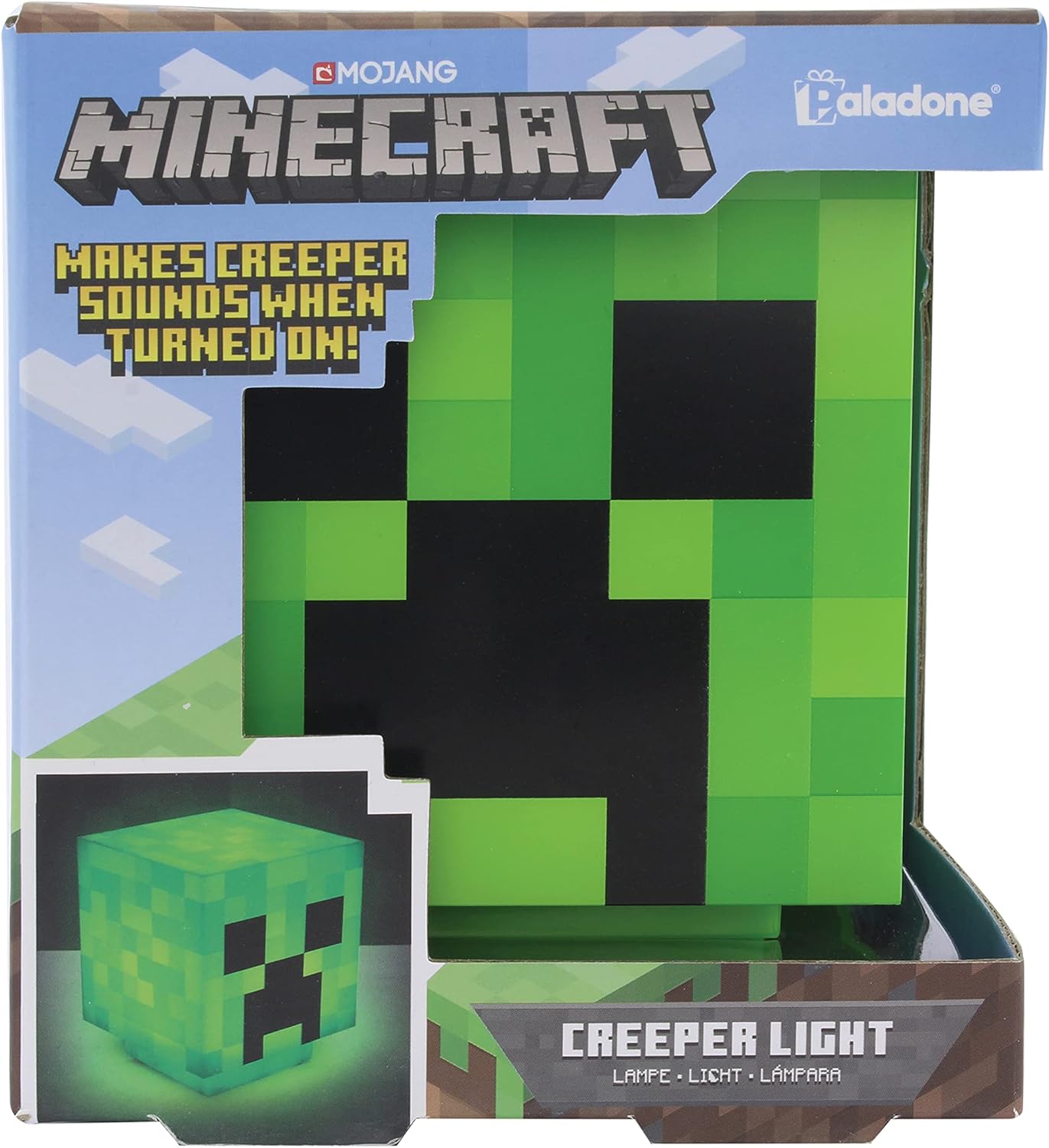 Paladone Minecraft Creeper Desk Light with Official Creeper Sounds, Night Light USB Rechargeable
