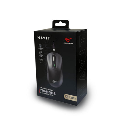 Havit GameNote MS969SE Wireless Gaming Mouse - Triple Mode Wireless 2.4G/Bluetooth/Wired - Black