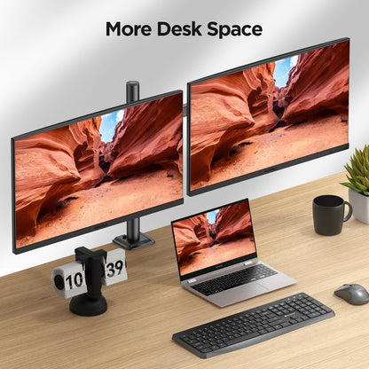 KOORUI KR20G Monitor Arm Desk Mount Display Arm 2 Screens Single Gas Pressure VESA Arm Clamp & Grommet Type PC Monitor Arm 13-27 Type Load Capacity 22.0 lbs (10 kg)