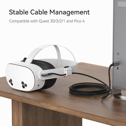 كابل KIWI Design Link بطول 5 أمتار متوافق مع Quest 3S/3/2/1/Pro، مع مشبك كابل، نقل بيانات الكمبيوتر بسرعة عالية، كابل USB 3.0 إلى USB C 