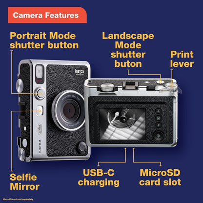 Fujifilm Instax Mini EVO Instant Camera - Black | Brown
