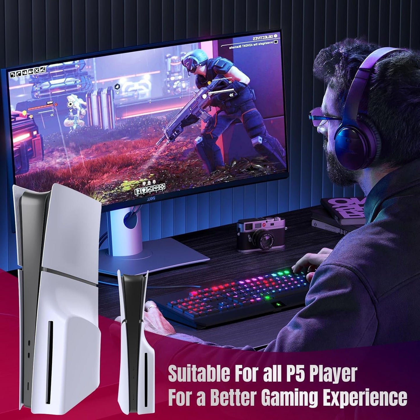 PS5 Slim Disc Edition Console Covers Face Plate Replica - White